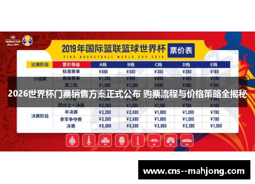 2026世界杯门票销售方案正式公布 购票流程与价格策略全揭秘
